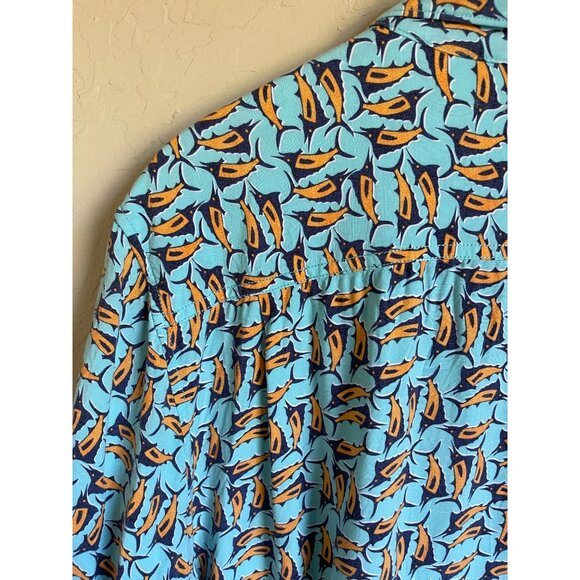 Tommy Bahama Size XL Blue Orange All Over Print Swordfish Button Up Casual Colla - Picture 8 of 8
